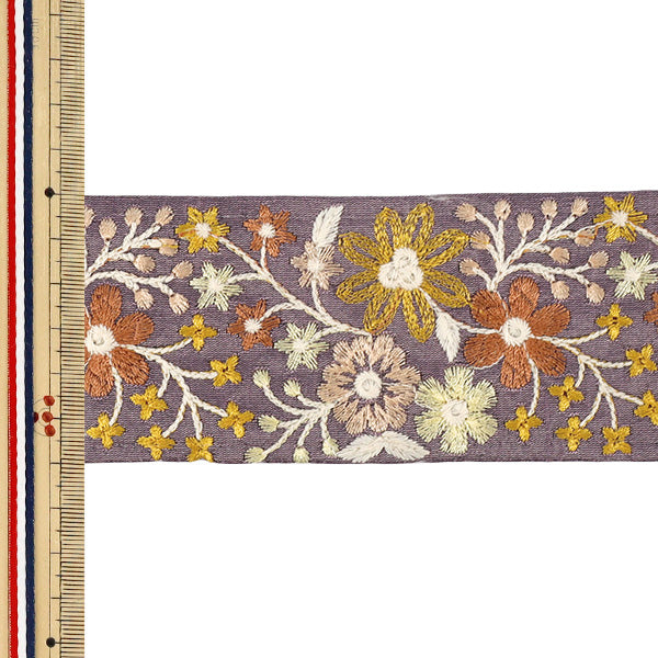 [Quantity from 5] HandicraftsTrim 『2026Indian embroidery trim Approximately 6cm width Purple M-5448C”