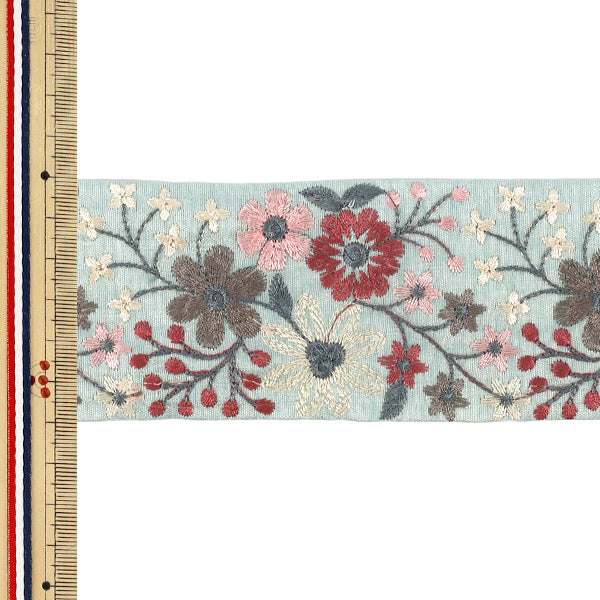 【数量5から】 手芸ブレード 『2026インド刺繍ブレード 約6cm幅 グリーン M-5448J』
