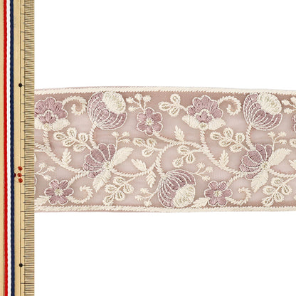[Quantity from 5] HandicraftsTrim 『2026Indian embroidery trim Approximately 7cm width Purple 71212F”