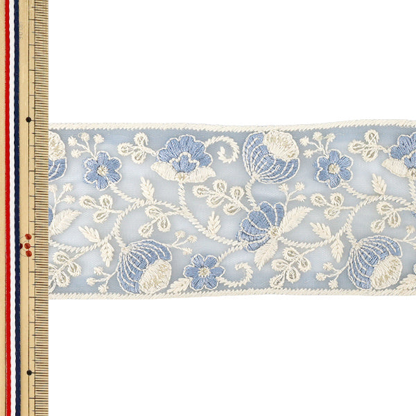 [Quantity from 5] HandicraftsTrim 『2026Indian embroidery trim Approximately 7cm wide Blue 71212H”