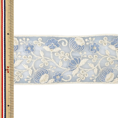 [Quantity from 5] HandicraftsTrim 『2026Indian embroidery trim Approximately 7cm wide Blue 71212H”