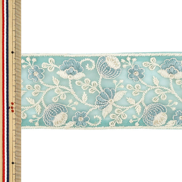 [Quantity from 5] HandicraftsTrim 『2026Indian embroidery trim Approximately 7cm width Green 71212I''