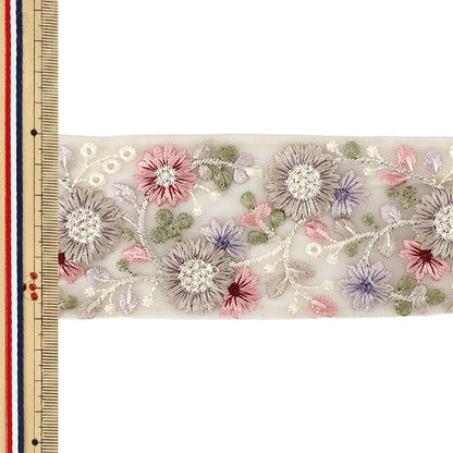 【数量5から】 手芸ブレード 『2026インド刺繍ブレード 約6cm幅 ホワイト 71252C』