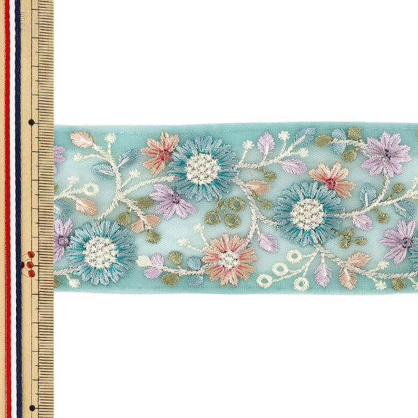 [Quantity from 5] HandicraftsTrim 『2026Indian embroidery trim Approximately 6cm wide Green 71252E”