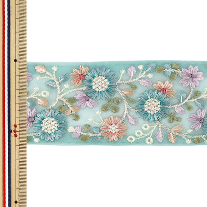 [Quantity from 5] HandicraftsTrim 『2026Indian embroidery trim Approximately 6cm wide Green 71252E”
