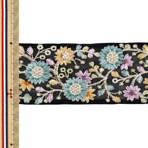 [Quantità da 5] ArtigianatoTrim 『2026Rifiniture per ricamo indiano Larghezza circa 6 cm nero 71252I''