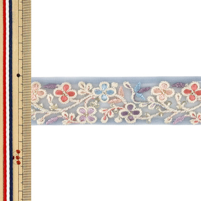 【数量5から】 手芸ブレード 『2026インド刺繍ブレード 約3cm幅 ブルー 71257A』