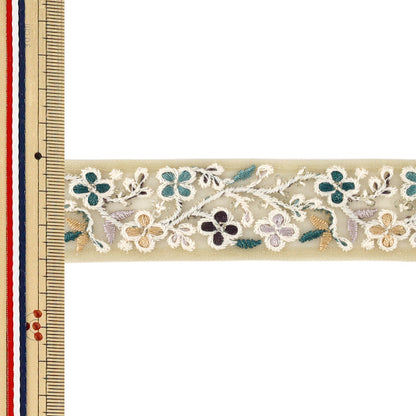 【数量5から】 手芸ブレード 『2026インド刺繍ブレード 約3cm幅 ベージュ 71257B』