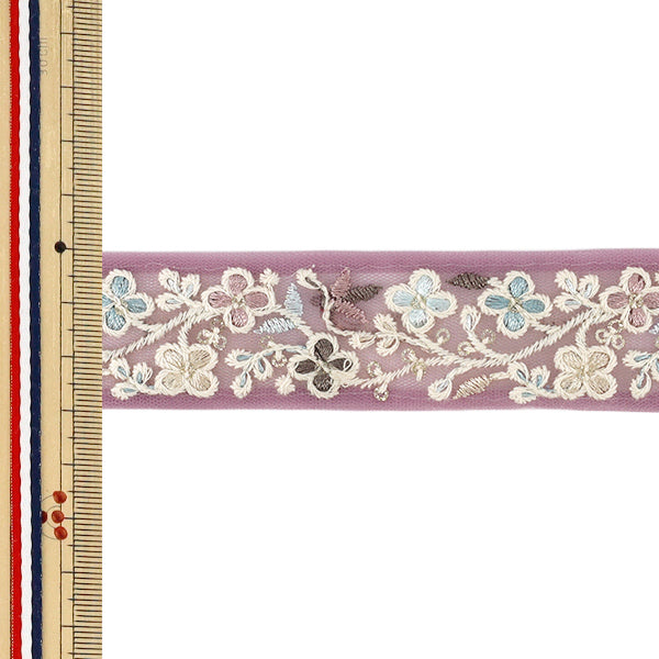 【数量5から】 手芸ブレード 『2026インド刺繍ブレード 約3cm幅 パープル 71257G』