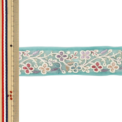 【数量5から】 手芸ブレード 『2026インド刺繍ブレード 約3cm幅 グリーン 71257H』