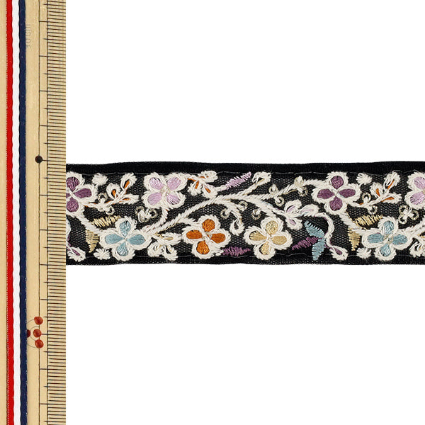 【数量5から】 手芸ブレード 『2026インド刺繍ブレード 約3cm幅 ブラック 71257I』