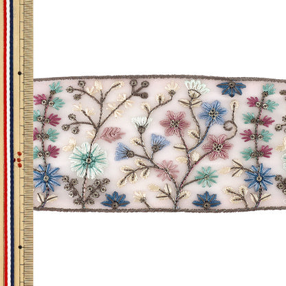 [Quantity from 5] HandicraftsTrim 『2026Indian embroidery trim Approximately 8cm width Purple 71278B”