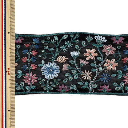 [Quantity from 5] HandicraftsTrim 『2026Indian embroidery trim Approximately 8cm width black 71278J”