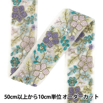 [Quantity from 5] HandicraftsTrim 『2026Indian embroidery trim Approximately 4.5cm width white 71295A''