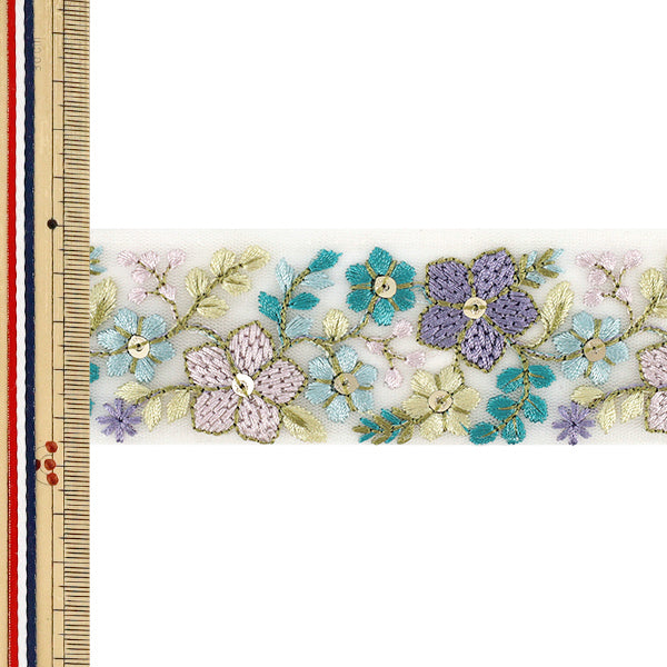[Quantity from 5] HandicraftsTrim 『2026Indian embroidery trim Approximately 4.5cm width white 71295A''