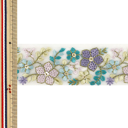 [Quantity from 5] HandicraftsTrim 『2026Indian embroidery trim Approximately 4.5cm width white 71295A''