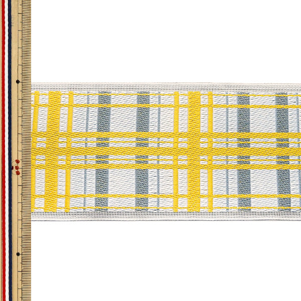 [Quantità da 5] Materiali per l'artigianato "Tatami Edge Tartan Check di Yoko Kubodera Lemon Yellow AAS006001” Takada Orimono