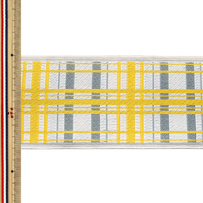 [Quantità da 5] Materiali per l'artigianato "Tatami Edge Tartan Check di Yoko Kubodera Lemon Yellow AAS006001” Takada Orimono