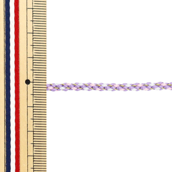 [5부터 시작하는 수량] 수공예 끈 "Kindaikyo 브레이드 코드, 컬러 4 Fujiiro, 너비 약 3.5mm 45716" 도쿄 리본 도쿄리본