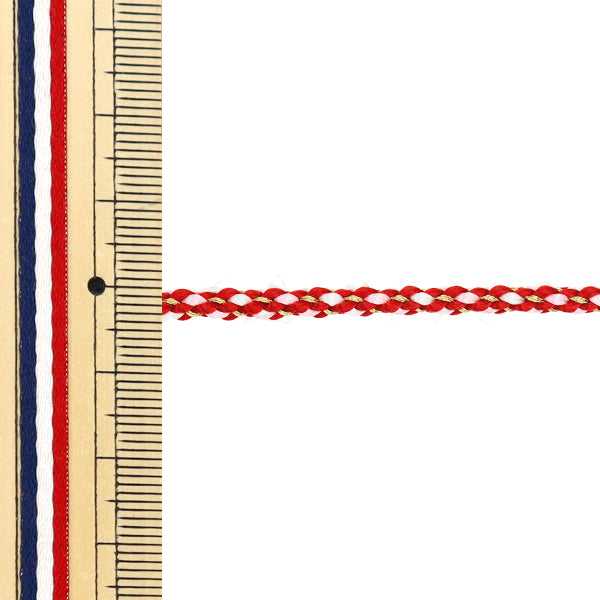 [Menge ab 5] Kordel "Kindaikyo geflochtenes Geflecht, Farbe 5, Rot, Breite ca. 3,5 mm 45716" Tokyo Ribbon TokyoFarbband