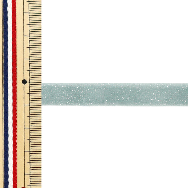 【数量5から】 リボン 『グリッターベルベット 幅約10mm 78番色 ミストブルー 50041』 TOKYO RIBBON 東京リボン