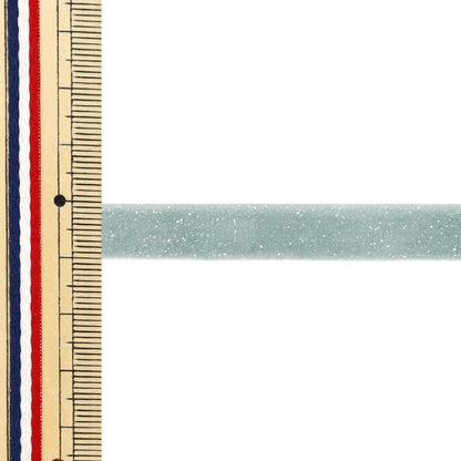 【数量5から】 リボン 『グリッターベルベット 幅約10mm 78番色 ミストブルー 50041』 TOKYO RIBBON 東京リボン