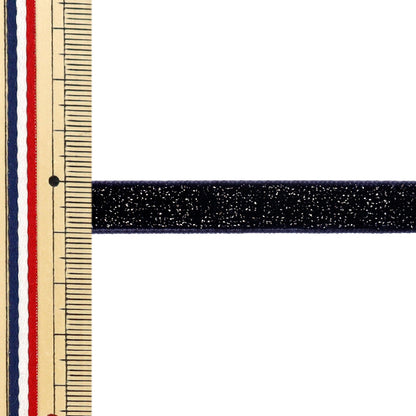 【数量5から】 リボン 『グリッターベルベット 幅約10mm 125番色 ネイビー 50041』 TOKYO RIBBON 東京リボン