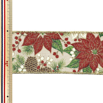 [수량 5개부터] 리본 "레드 포인세티아 2025 가로 약 6.5cm 19호 컬러 9367" AOYAMARIBBON 아오야마리본