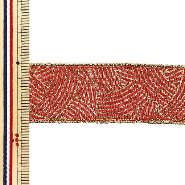 【数量5から】 リボン 『サモンメタリックレッド 2025 約3.8cm幅 16番色 9395』 AOYAMARIBBON 青山リボン