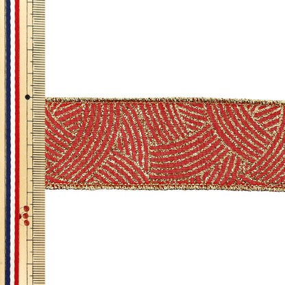 【数量5から】 リボン 『サモンメタリックレッド 2025 約3.8cm幅 16番色 9395』 AOYAMARIBBON 青山リボン