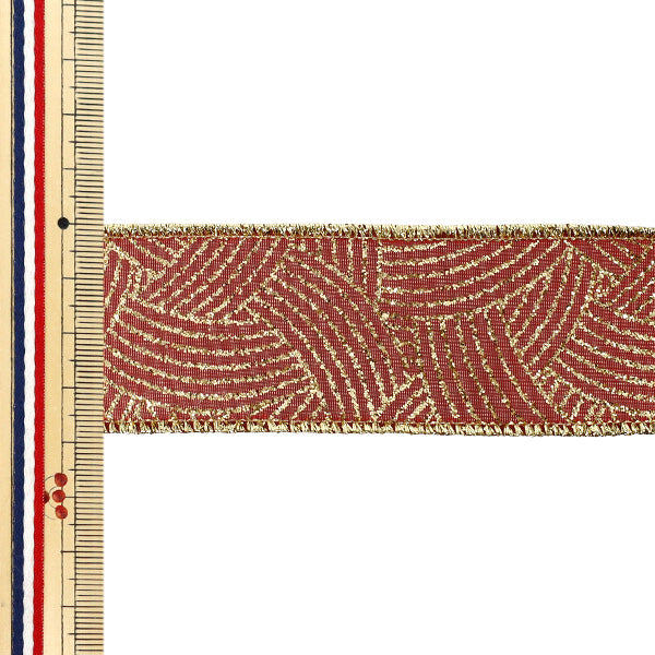 【数量5から】 リボン 『サモンメタリックワイン 2025 約3.8cm幅 18番色 9396』 AOYAMARIBBON 青山リボン