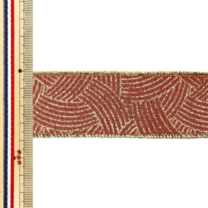 【数量5から】 リボン 『サモンメタリックワイン 2025 約3.8cm幅 18番色 9396』 AOYAMARIBBON 青山リボン