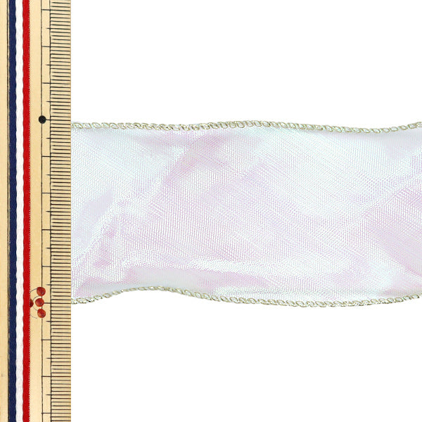 Лента "Aurora Organza лента, золотой край, ширина 5 см x длина 2,3 м, Mizuiro Ort-60G" KIYOHARA