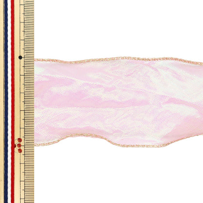 Лента "Aurora Organza лента, золотой край, ширина 5 см x длина 2,3 м, розовый, ORT-60G" KIYOHARA
