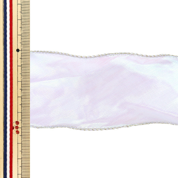 Лента "Aurora Organza лента, золотой край, ширина 5 см x длина 2,3 м, мурасаки Ort-60G" KIYOHARA