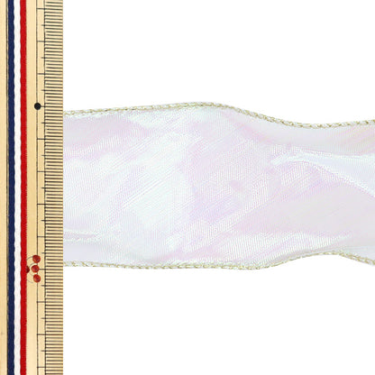 Лента "Aurora Organza лента, золотой край, ширина 5 см x длина 2,3 м, белый ORT-60G" KIYOHARA