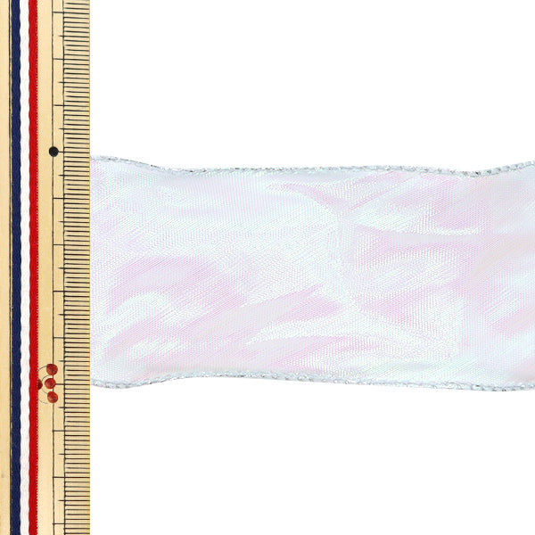 Лента "Aurora Organza лента серебряная края шириной 5 см x 2,3 м длиной Mizuiro Ort-60s" KIYOHARA