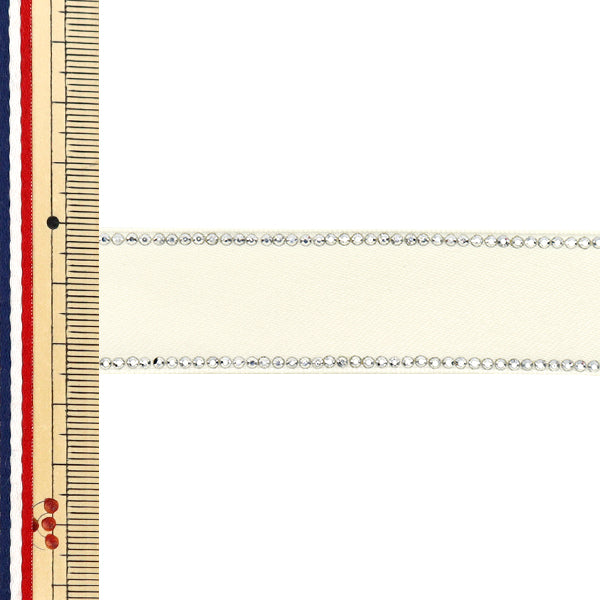 Ribbon "Rhinestone"Ribbon Approx. 25mm wide x 1.5m long Off-white YRC2504-25"