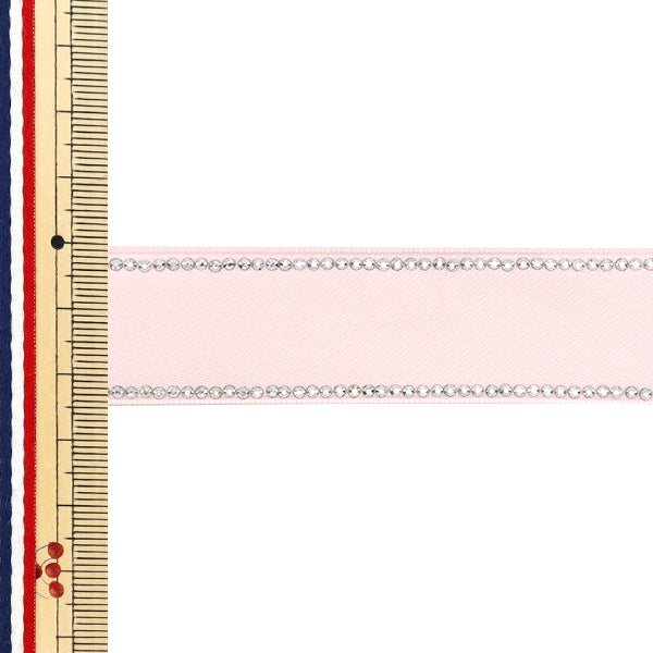 Ribbon "Rhinestone"Ribbon Approx. 25mm wide x 1.5m long Light pink YRC2504-25"