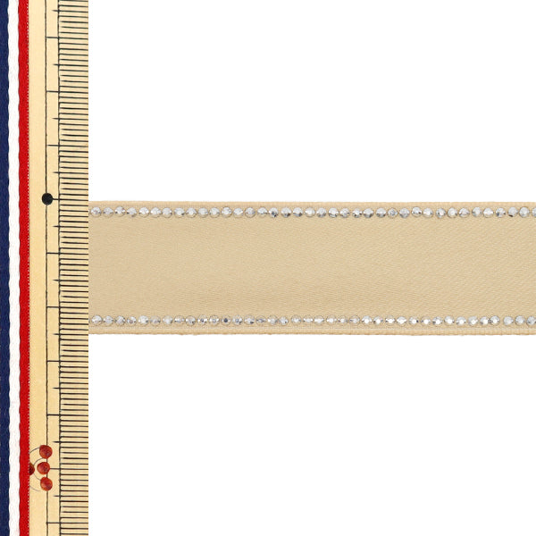 Ribbon "Rhinestone"Ribbon Approx. 25mm wide x 1.5m long Beige YRC2504-25"