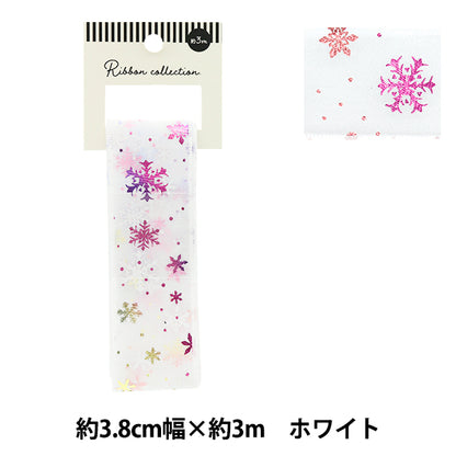 Ruban "Print Oganza"Ruban Flake de neige environ. 38 mm de large x 3 m de long YRC2508-38"
