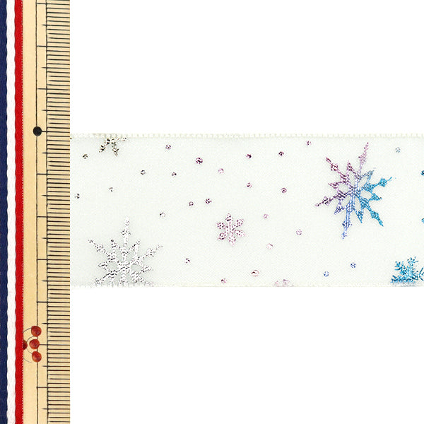 리본 "Oganza Print"리본 눈송이 약. 38mm 너비의 x 3m 길이 노란색 yrc2508-38"