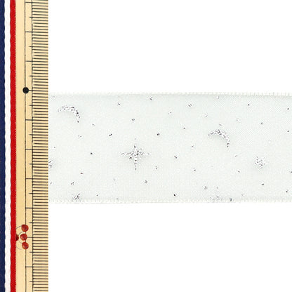 리본 "Oganza Print"리본 별이 빛나는 밤 약. 38mm 너비 x 3m 길이 노란색 YRC2509-38"