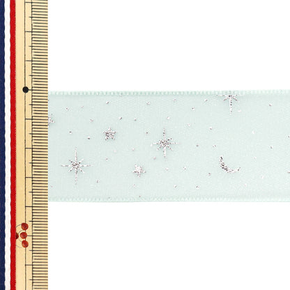 리본 "Oganza Print"리본 별이 빛나는 밤 약. 38mm 폭 x 3m 길이의 녹색 YRC2509-38"