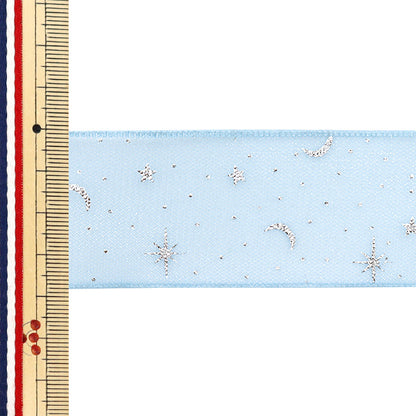 Farbband "Oganza -Druck"Farbband Sternennacht ca. 38 mm breit x 3 m lang hellblau YRC2509-38"