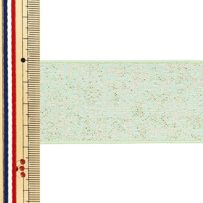 Ribbon "metallicRibbon Approx. 38mm wide x 2m long Light green gold YRC2503-38"