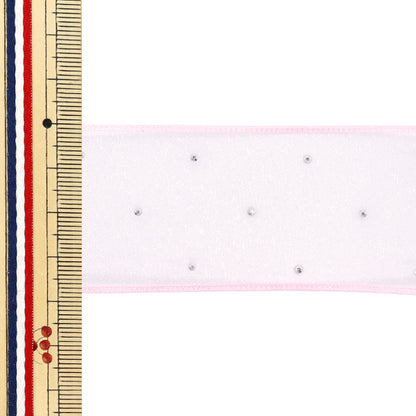 리본 "Rhinestone Organza 리본, 약 38mm 너비 x 3m 길이, 분홍색 yrc2521-38"