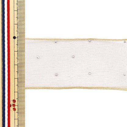 리본 "Rhinestone Organza 리본, 약 38mm 너비의 x 3m 길이, 베이지 yrc2521-38"