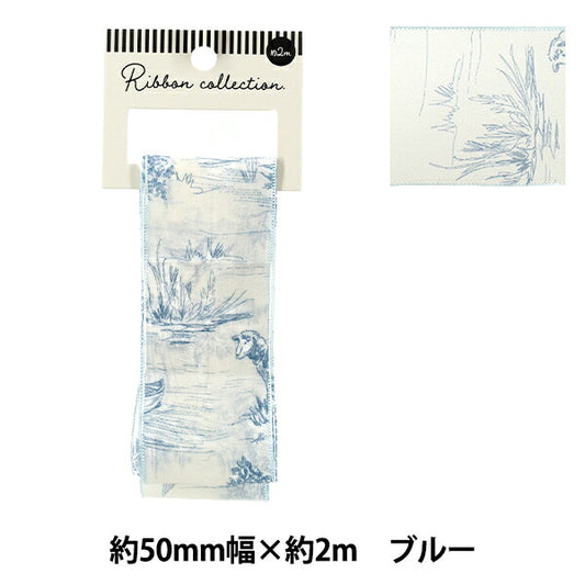 Ruban ``ImprimerRuban Toile de Jouy 2025 Env. largeur 50mm x longueur 2m Bleu YRC2522-50"