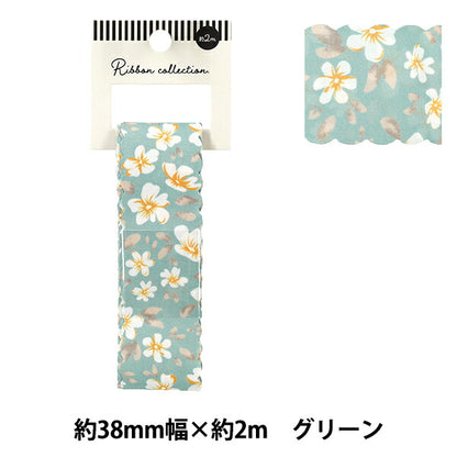 리본 ``인쇄리본 꽃 2025 약폭 38mm x 길이 2m 녹색 YRC2533-38"
